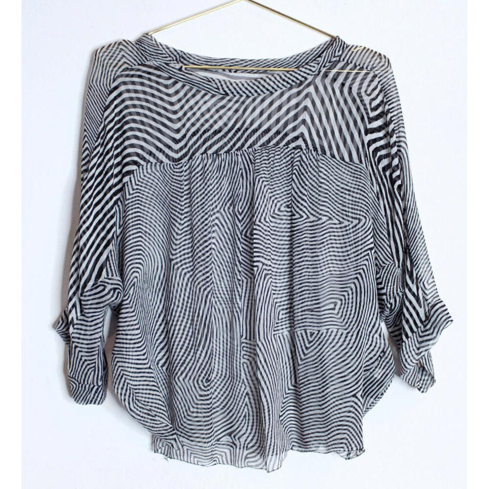Black & White Striped Sheer Women's Top